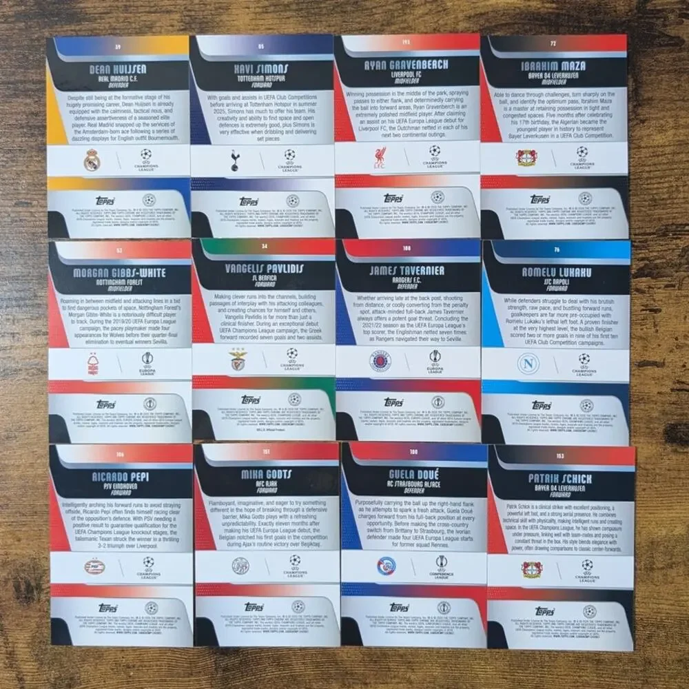 2025-26 Topps Chrome UEFA Refractor X-Fractor Raywave Lot 71 Cards De Bruyne